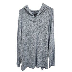 DB Sunday Womens Soft Knit Hoodie Size 1X Heather Blue Long Sleeve Pullover